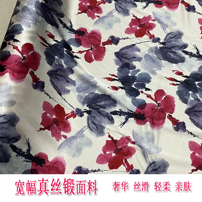 Flower on White Background Wide High-End Silk Forged Cloth Dress Shirt Cheongsam Pajamas Clothing Fabric Summer
Flower on White Background Wide High-End Silk Forged Cloth Dress Shirt Cheongsam Pajamas Clothing Fabric Summer