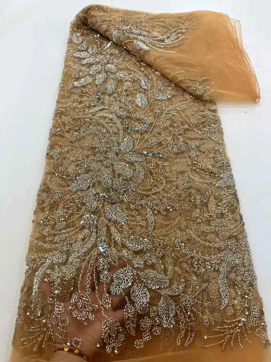 African Lace Fabrics Nigerian French Mesh Beaded Sequins Fabrics Net Lace High Quality 2025 Sew Evening Dresses for Women 5 Yard
African Lace Fabrics Nigerian French Mesh Beaded Sequins Fabrics Net Lace High Quality 2025 Sew Evening Dresses for Women 5 Yard