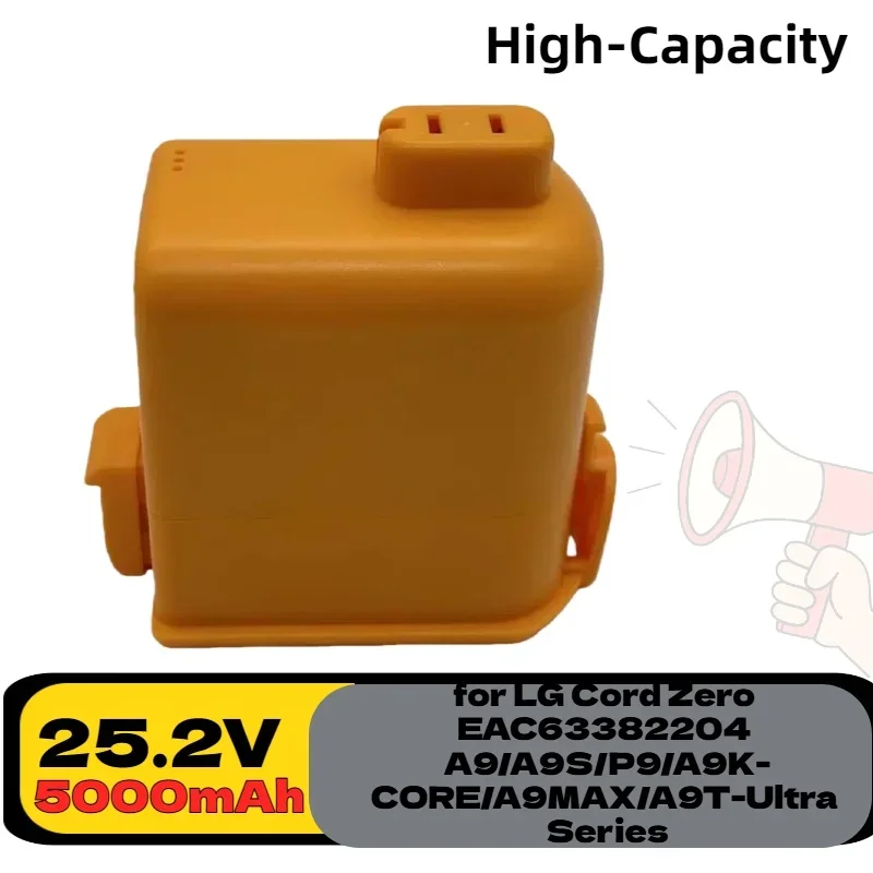 5000mAh High-Capacity 25.2V Lithium Ion Battery – for LG Cord Zero EAC63382204 A9/A9S/P9/A9K-PRO/A9N/A9M/A9 Plus Vacuum
5000mAh High-Capacity 25.2V Lithium Ion Battery – for LG Cord Zero EAC63382204 A9/A9S/P9/A9K-PRO/A9N/A9M/A9 Plus Vacuum