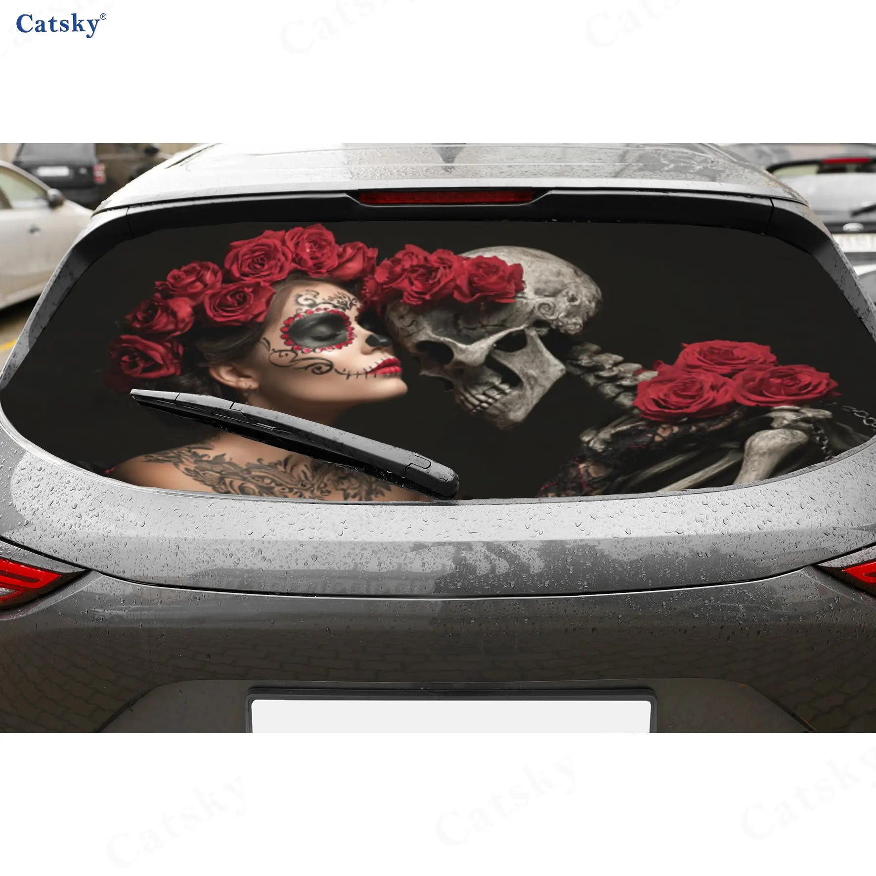 Death Kiss Skull PVC Perforated Car Vinyl Wraps, Durable Car Windshield Sticker, Waterproof Car Window Decal
Death Kiss Skull PVC Perforated Car Vinyl Wraps, Durable Car Windshield Sticker, Waterproof Car Window Decal
