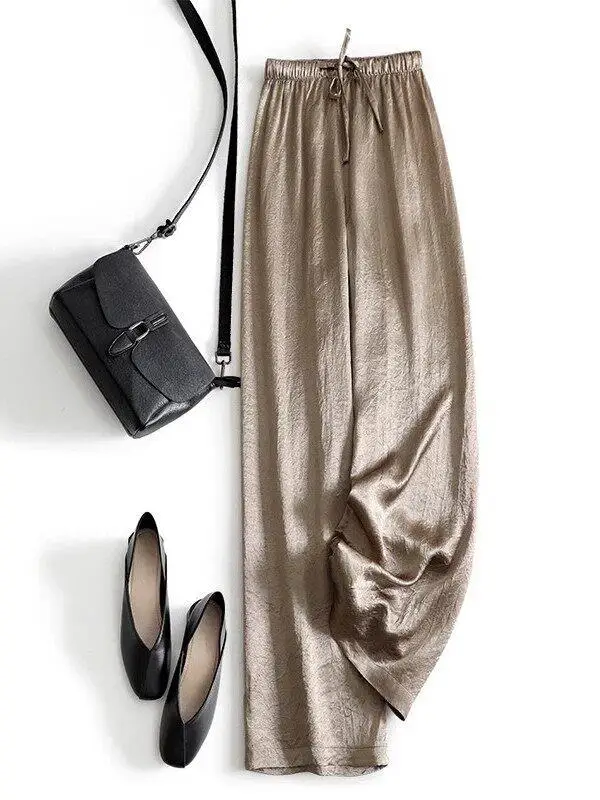 High Waist Acetate Satin Casual Pants Women's Summer Thin Wide Leg Pants Drapey Comfortable plus Size Casual Trousers
High Waist Acetate Satin Casual Pants Women's Summer Thin Wide Leg Pants Drapey Comfortable plus Size Casual Trousers
