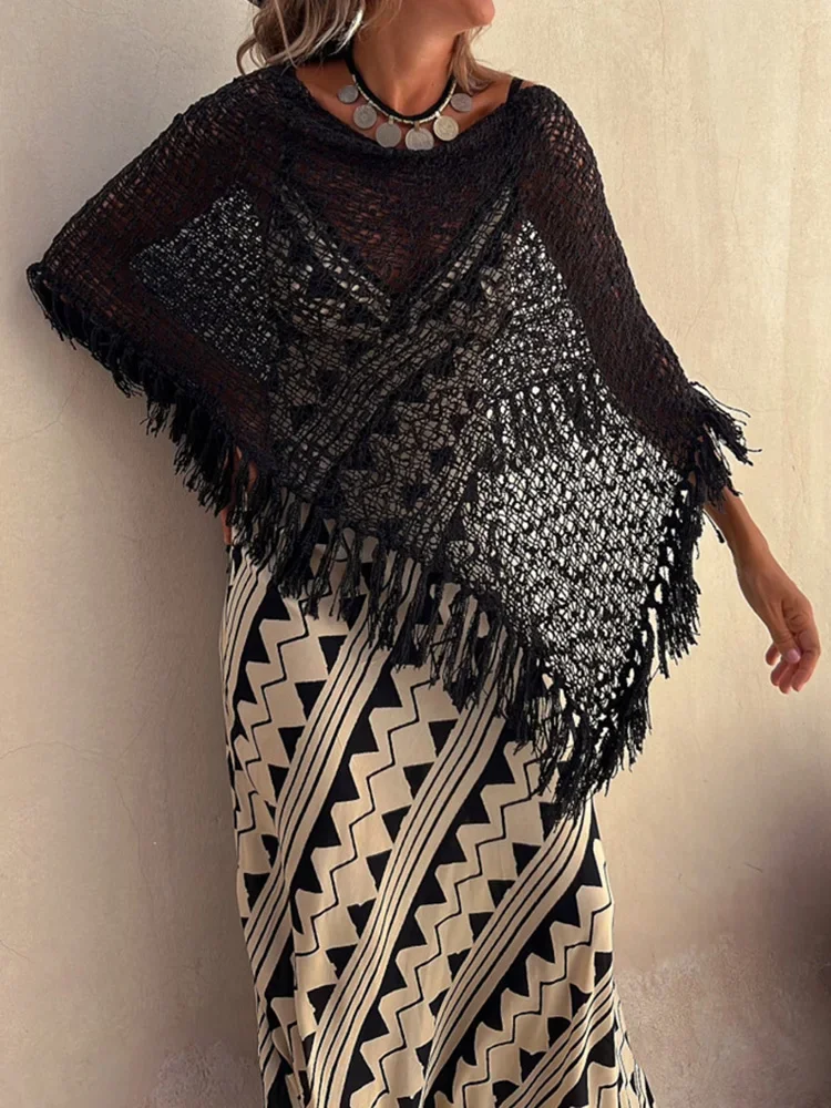 Loose Hollow Out Patchwork Women Cover Up Summer Beach Style Party Club Casual Tops Street Wear Female Knitted Tassel Pullovers
Loose Hollow Out Patchwork Women Cover Up Summer Beach Style Party Club Casual Tops Street Wear Female Knitted Tassel Pullovers