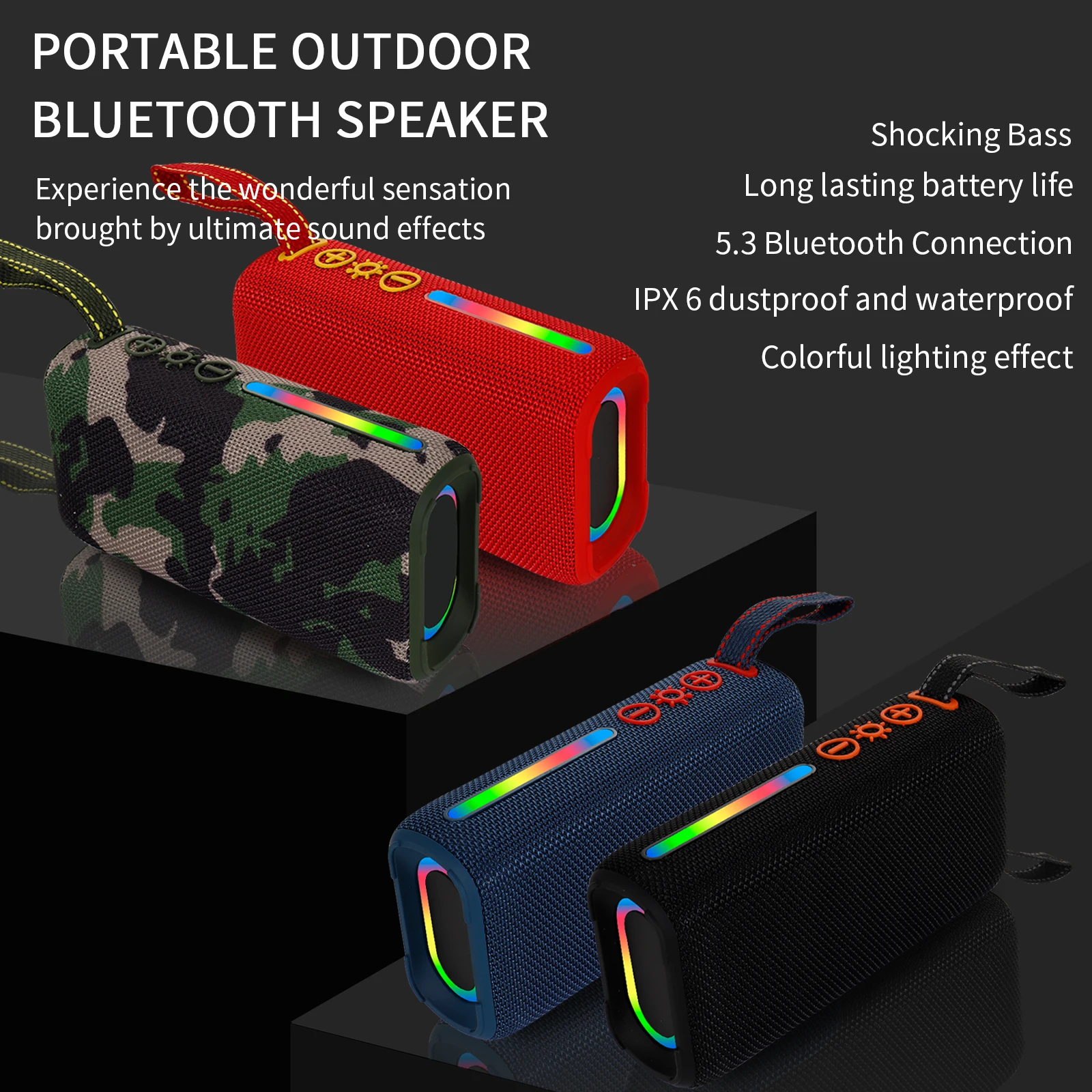QUEED P PRO5 Bluetooth Speaker Portable Waterproof Wireless Dual Speakers Heavy Bass RGB Lights TF Card AUX USB
QUEED P PRO5 Bluetooth Speaker Portable Waterproof Wireless Dual Speakers Heavy Bass RGB Lights TF Card AUX USB