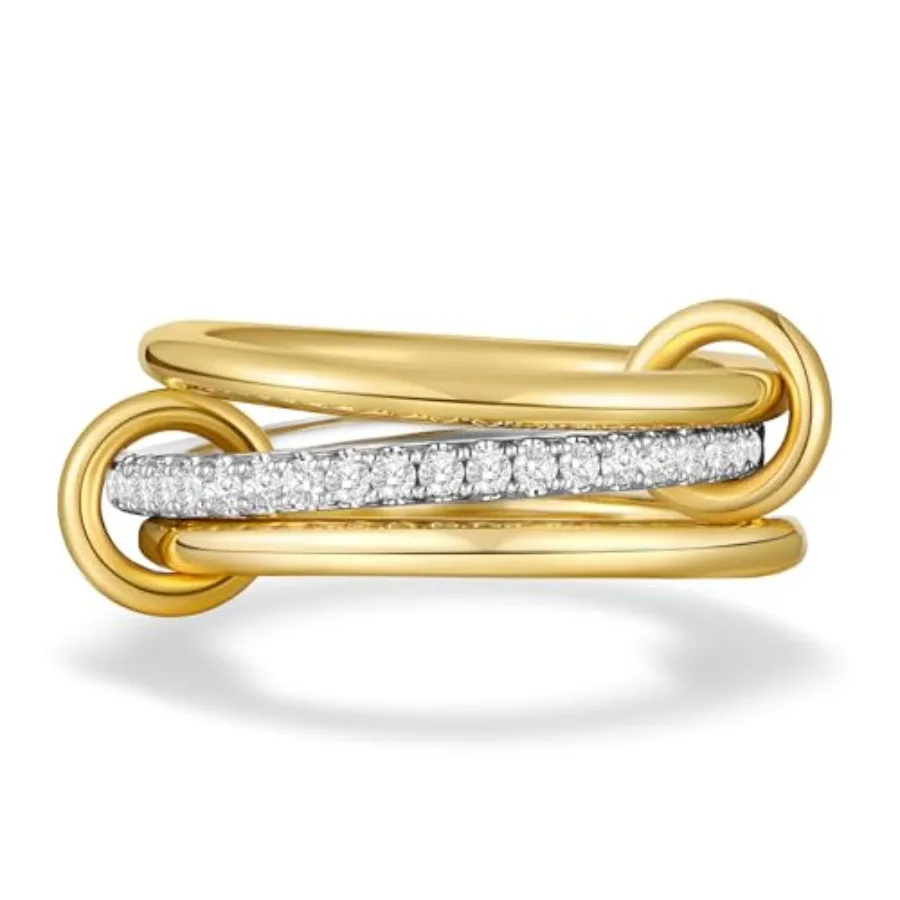 14K Gold Plated Stackable Rings, 3 CZ Cubic Zirconia Ring Set, Silver and Gold Stacking Rings, Multi-Link Connected, Statement
14K Gold Plated Stackable Rings, 3 CZ Cubic Zirconia Ring Set, Silver and Gold Stacking Rings, Multi-Link Connected, Statement