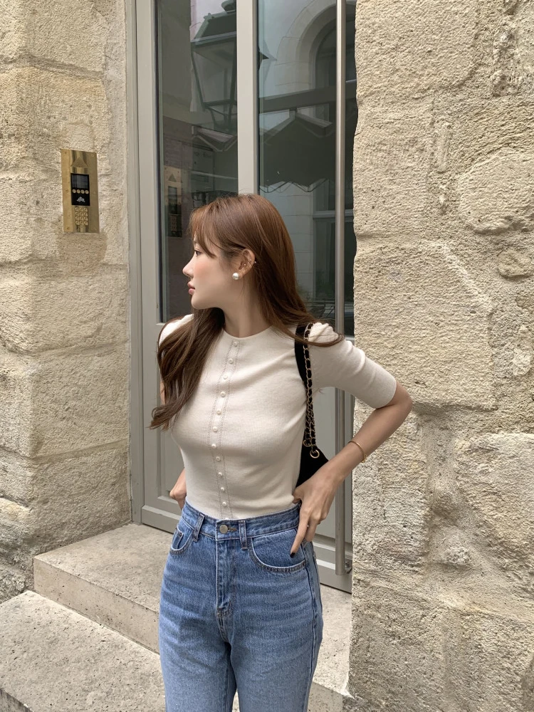 Women's round Ne Knitwear Sve Slim Fit Base irt Design Sensation Small ence mid Sve round Ne Knitted Top 
Women's round Ne Knitwear Sve Slim Fit Base irt Design Sensation Small ence mid Sve round Ne Knitted Top