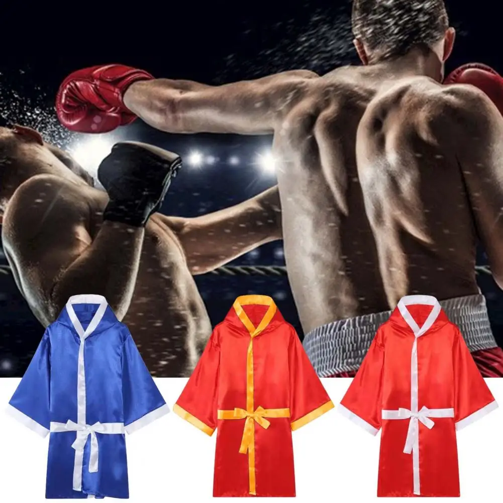 Men Boxing Robe Silky Comfortable Loose Fit Boxing Match Muay Thai Men Hooded Long Sleeve Cloak Robe Uniform Costume
Men Boxing Robe Silky Comfortable Loose Fit Boxing Match Muay Thai Men Hooded Long Sleeve Cloak Robe Uniform Costume