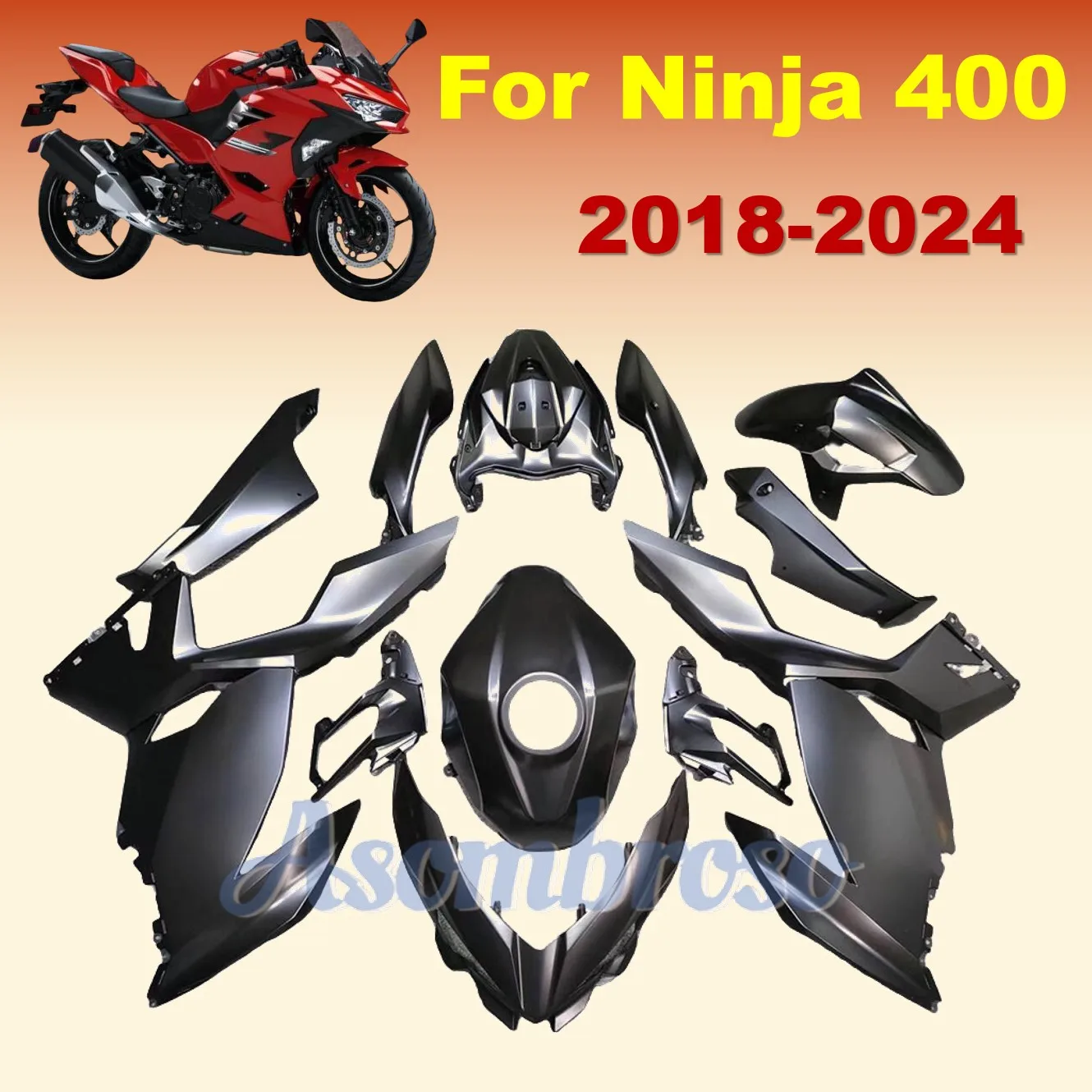 Комплект обтекателей из АБС-пластика подходит для Kawasaki Ninja 400 2018 2019 2020 2021 2022 2023 2024 EX400R, черные обтекатели для мотоциклов + крышка бака
Комплект обтекателей из АБС-пластика подходит для Kawasaki Ninja 400 2018 2019 2020 2021 2022 2023 2024 EX400R, черные обтекатели для мотоциклов + крышка бака