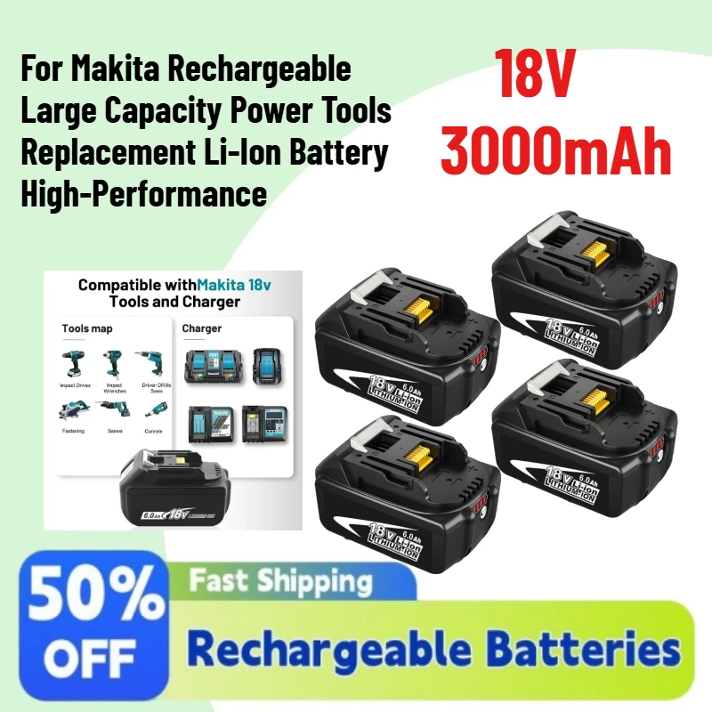 In Stock 18V 3000mAh Battery for Makita Rechargeable Large Capacity Power Tools Replacement Li-Ion Battery High-Performance
In Stock 18V 3000mAh Battery for Makita Rechargeable Large Capacity Power Tools Replacement Li-Ion Battery High-Performance