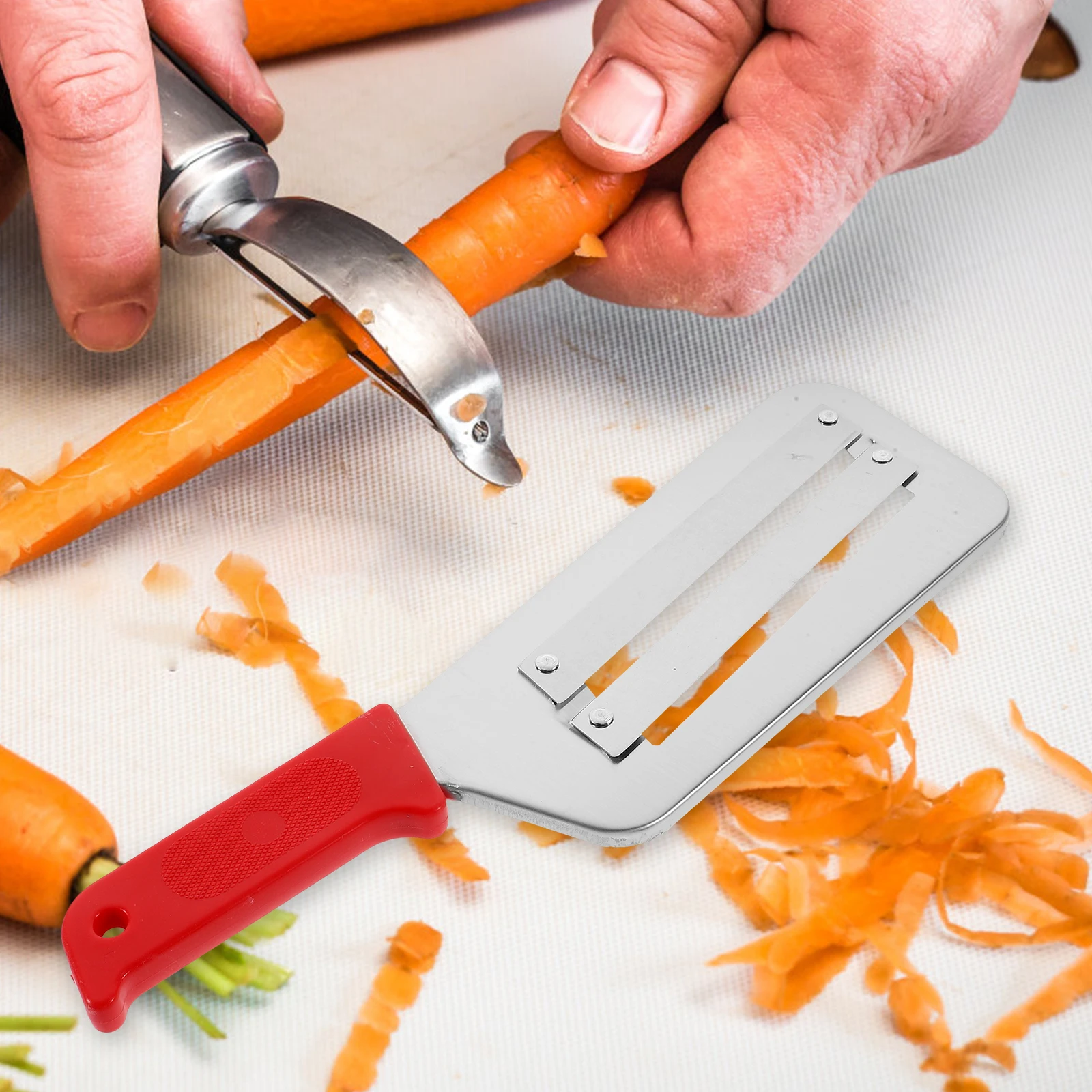 Red Handle Double Blade Peeler Potato Vegetable Slicer Chopper Kitchen Gadgets Veggie Tools Food Prep Easy Cleaning
Red Handle Double Blade Peeler Potato Vegetable Slicer Chopper Kitchen Gadgets Veggie Tools Food Prep Easy Cleaning