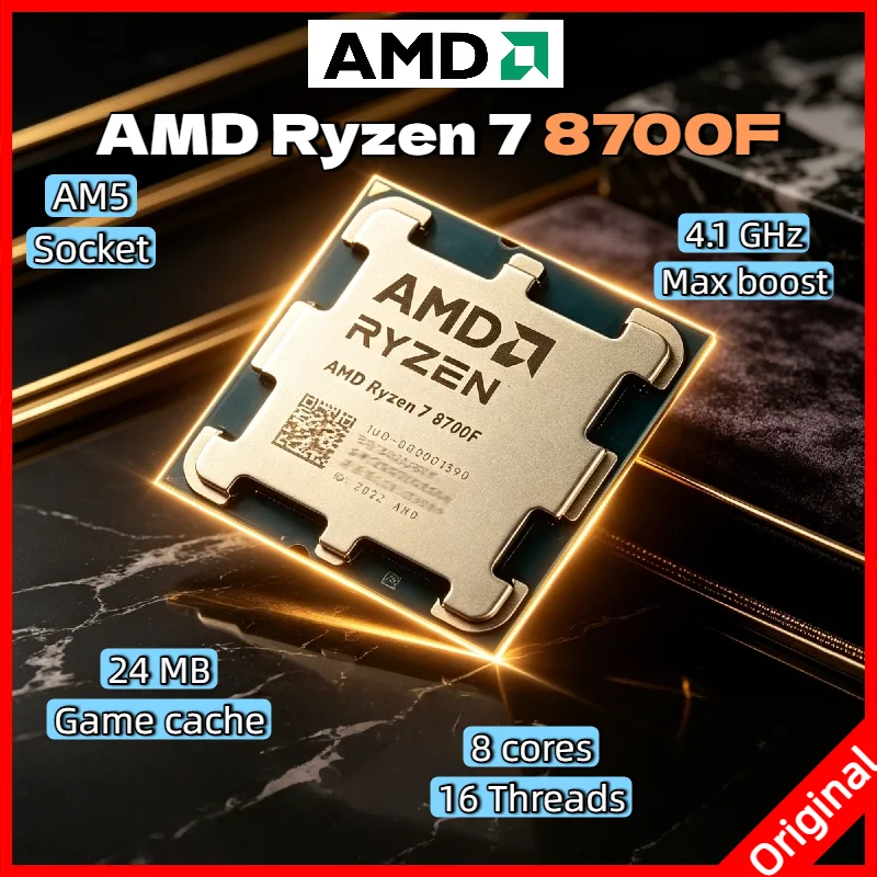 8-Core 16-Thread AMD Ryzen 7 8700F 65W 4NM L3=16M 4.1GHz NEW Gaming Processor DDR5 Socket AM5 R7 8700F Precision Boost 2
8-Core 16-Thread AMD Ryzen 7 8700F 65W 4NM L3=16M 4.1GHz NEW Gaming Processor DDR5 Socket AM5 R7 8700F Precision Boost 2