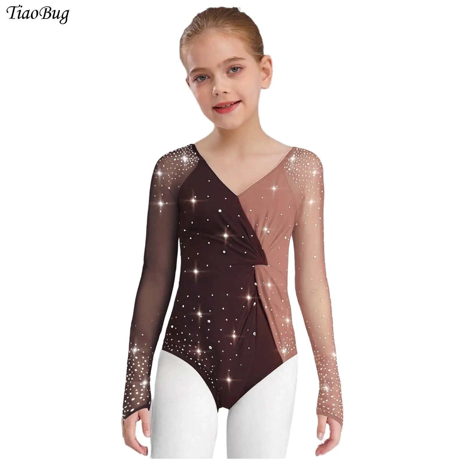 Kids Girls Figure Skating Dance Bodysuit Sheer Mesh Knot Font Color Block Long Sleeves Bodysuit for Ballet Gymnastics Leotard
Kids Girls Figure Skating Dance Bodysuit Sheer Mesh Knot Font Color Block Long Sleeves Bodysuit for Ballet Gymnastics Leotard