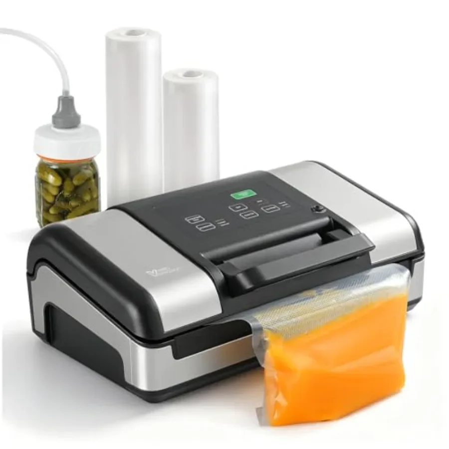 Vacuum Sealer for Sous Vide Mason Jar Use Stainless Steel Body Black Smart Heat Control Prevents Bag Melting Built-in Cutter Ro
Vacuum Sealer for Sous Vide Mason Jar Use Stainless Steel Body Black Smart Heat Control Prevents Bag Melting Built-in Cutter Ro