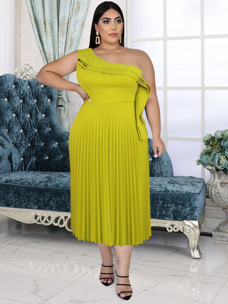 ONTINVA One Shoulder Dresses for Women Plus Size 4XL Trim Ruffles High Waist A Line Pleated Birthday Evening Event Party Gowns
ONTINVA One Shoulder Dresses for Women Plus Size 4XL Trim Ruffles High Waist A Line Pleated Birthday Evening Event Party Gowns