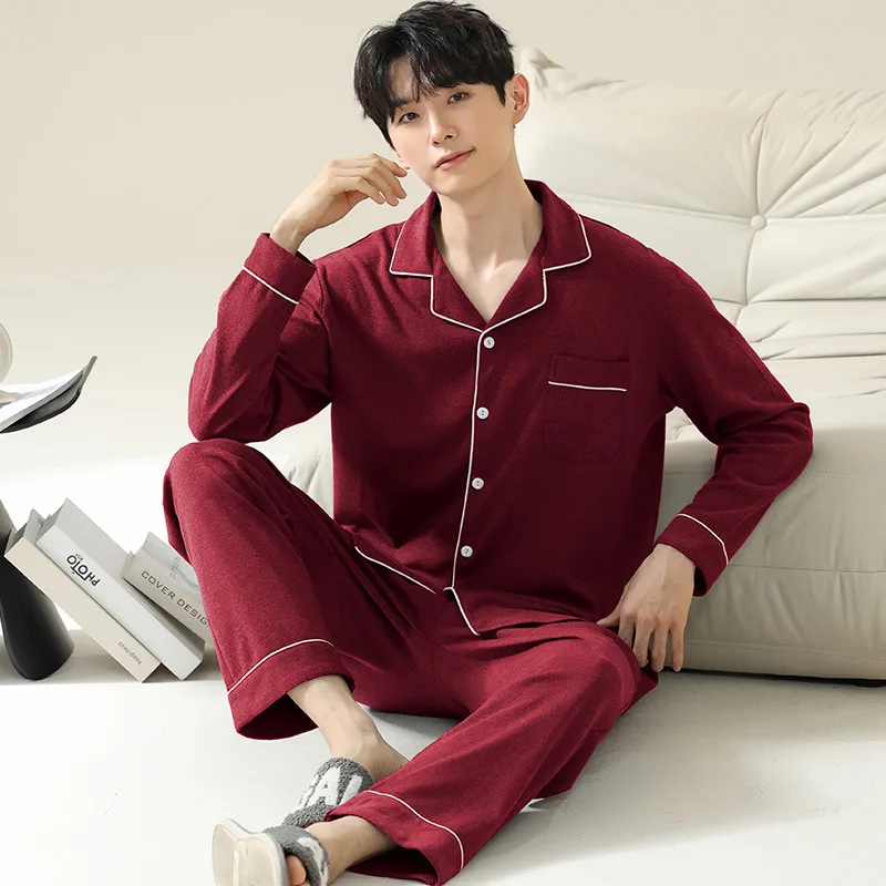 Summer Pajamas Set Men's Sleepwear Cotton Pajama Set for Men Long Sleeves Spring Summer Big Size Simple Suitable Home Wear Suits
Summer Pajamas Set Men's Sleepwear Cotton Pajama Set for Men Long Sleeves Spring Summer Big Size Simple Suitable Home Wear Suits