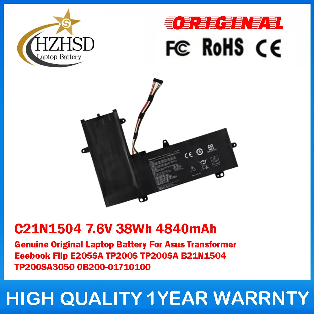 C21N1504 7.6V 38Wh 4840mAh Genuine Original Laptop Battery For Asus Transformer Eeebook Flip E205SA TP200S TP200SA B21N1504
C21N1504 7.6V 38Wh 4840mAh Genuine Original Laptop Battery For Asus Transformer Eeebook Flip E205SA TP200S TP200SA B21N1504