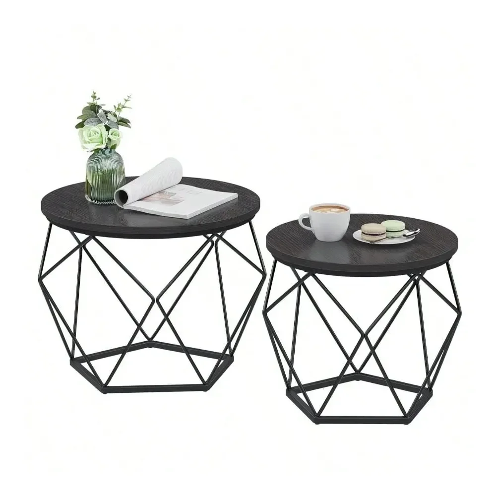 Small Coffee Table Set Of 2, Round Coffee Table With Steel Frame, Side End Table For Living Room, Bedroom, Office
Small Coffee Table Set Of 2, Round Coffee Table With Steel Frame, Side End Table For Living Room, Bedroom, Office