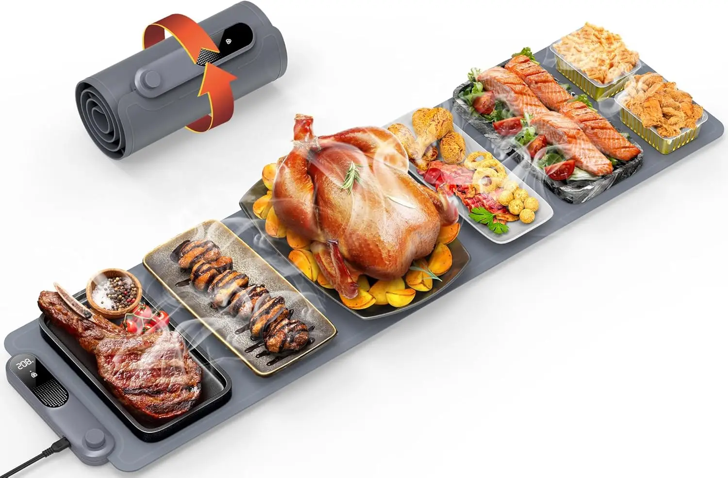 Extra-Long 42"x12" Food Warming Mat with 6-Hour Timer & 19-Level Temperature Control for Parties Buffet
Extra-Long 42"x12" Food Warming Mat with 6-Hour Timer & 19-Level Temperature Control for Parties Buffet