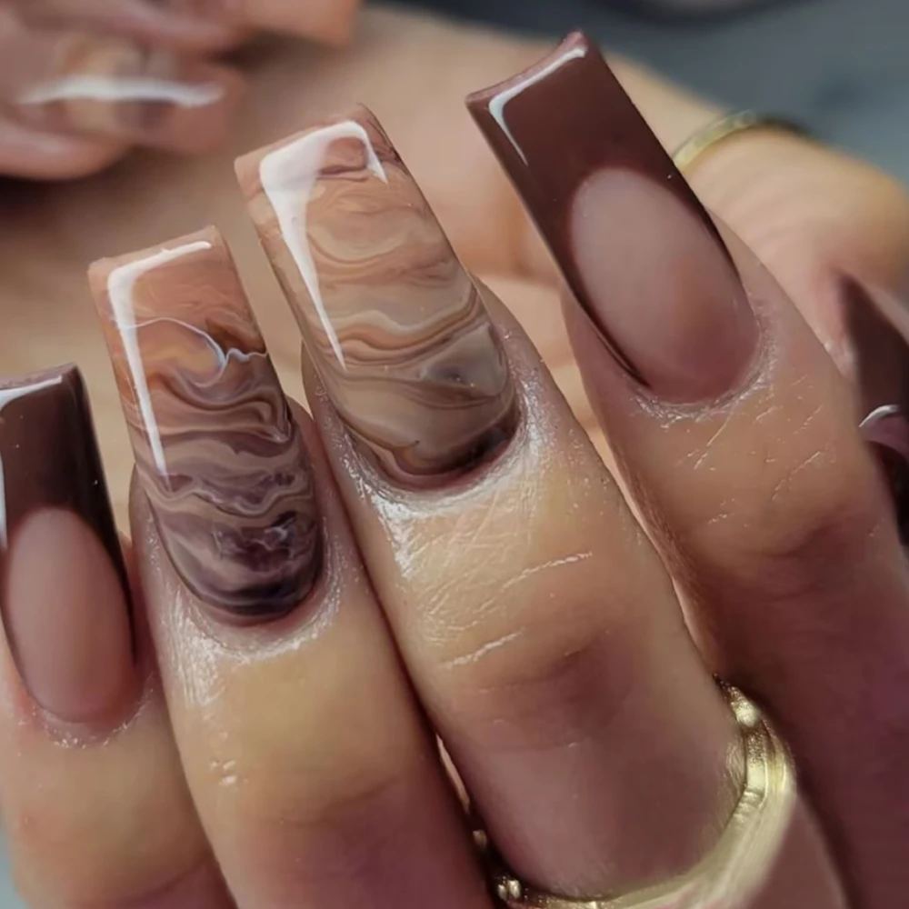 24-Piece Medium-Length Fashionable Brown Simple Fake Nails with Cool Brown Gradient Design, Suitable for Women for Weddings, Dates, Daily Wear, Mother's Day Gift, DIY Removable Press-On Nail Set with Jelly Glue and File
24-Piece Medium-Length Fashionable Brown Simple Fake Nails with Cool Brown Gradient Design, Suitable for Women for Weddings, Dates, Daily Wear, Mother's Day Gift, DIY Removable Press-On Nail Set with Jelly Glue and File