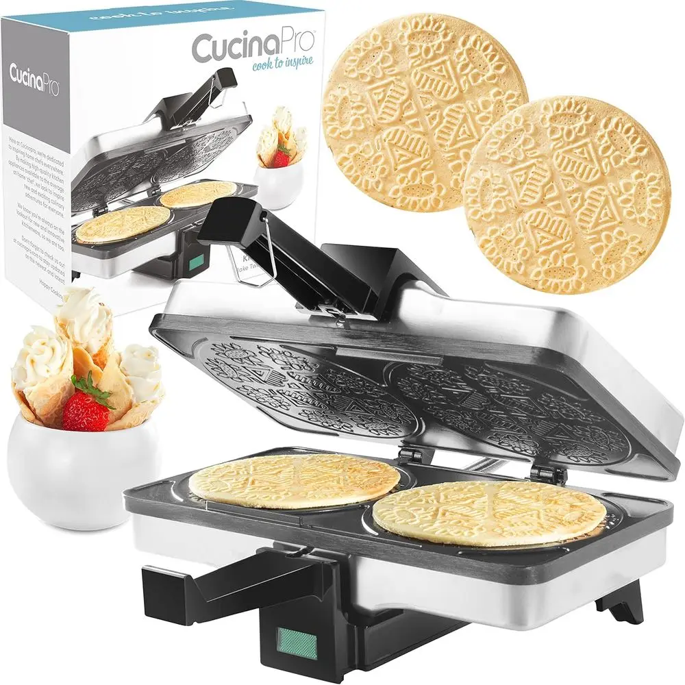Double Krumkake Maker - Non-Stick, Pizzelle-Style Cookie Iron for Cannoli Shells and Cones
Double Krumkake Maker - Non-Stick, Pizzelle-Style Cookie Iron for Cannoli Shells and Cones