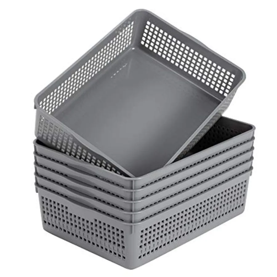 Plastic Organizing Baskets/Storage Tray Baskets, 6-Pack, Gray
Plastic Organizing Baskets/Storage Tray Baskets, 6-Pack, Gray