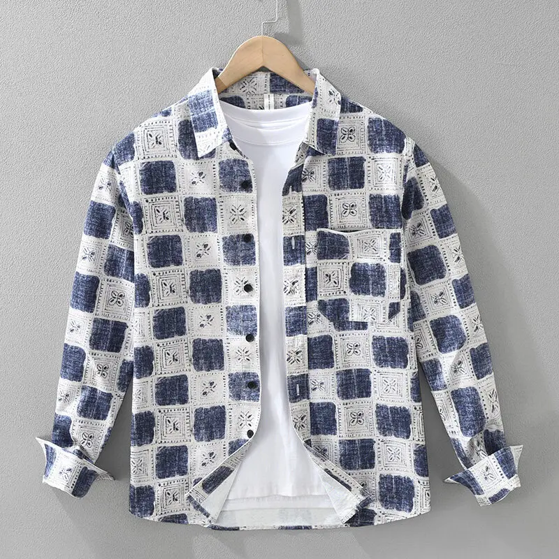 Мужская хлопковая рубашка с принтом в стиле ретро, весна 205, дышащая удобная рубашка с длинными рукавами, корейские повседневные топы, мужская одежда для социальных вечеринок
Мужская хлопковая рубашка с принтом в стиле ретро, весна 205, дышащая удобная рубашка с длинными рукавами, корейские повседневные топы, мужская одежда для социальных вечеринок