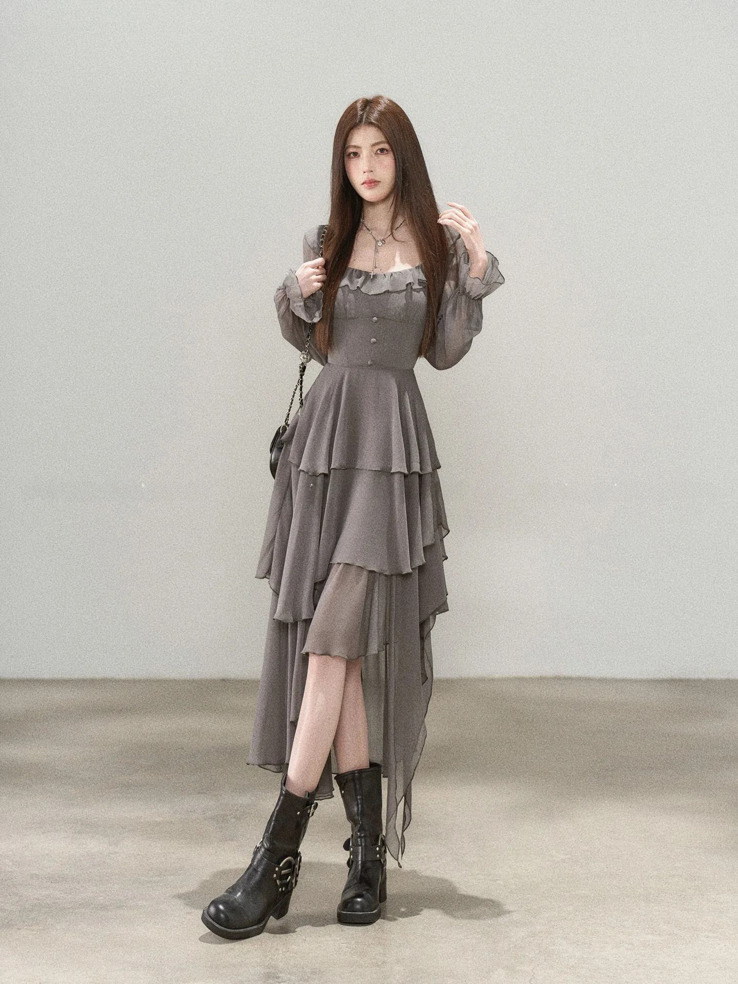 Romantic Long Sleeve Women's Dress Asymmetrical Hemline Bell Cake Skirt Slimming High Waist French Style Spring Autumn
Romantic Long Sleeve Women's Dress Asymmetrical Hemline Bell Cake Skirt Slimming High Waist French Style Spring Autumn