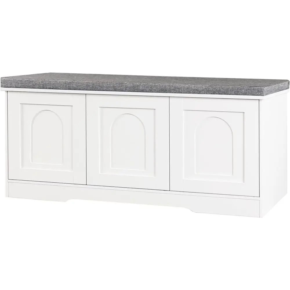 Entryway Storage Bench with Cushion, 2-Tier Shoe Rack, 6-Cubby Organizer, Adjustable Shelves, White
Entryway Storage Bench with Cushion, 2-Tier Shoe Rack, 6-Cubby Organizer, Adjustable Shelves, White