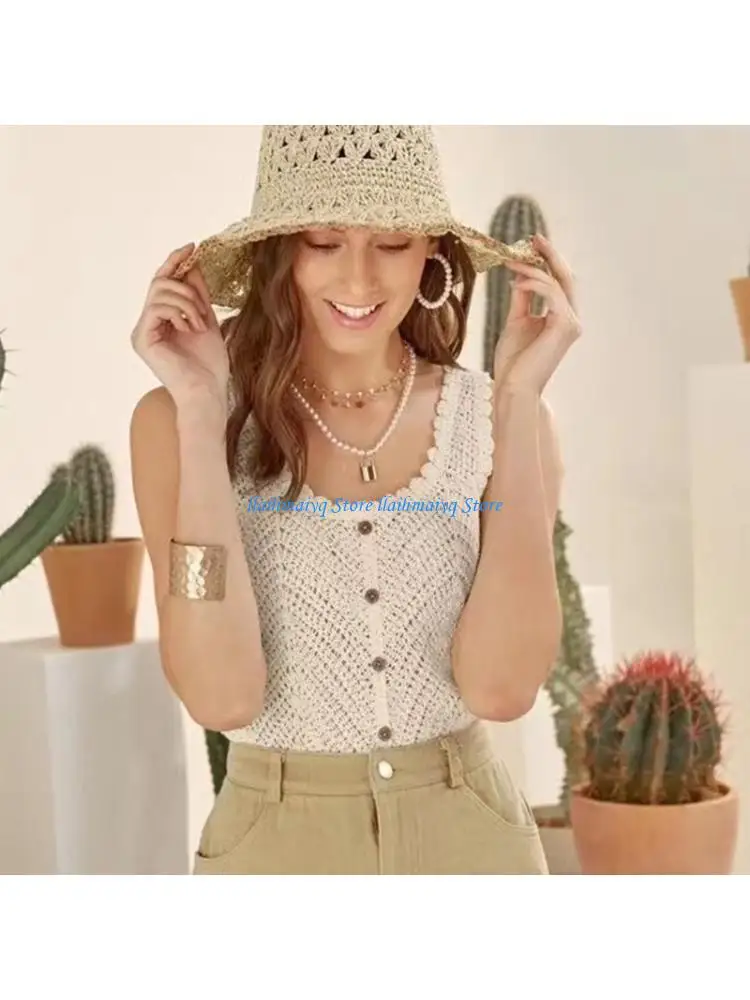 573B Women's Crocheted for Tank Tops Hollow Knit Vest Sleeveless Camis Tops Lady Cami
573B Women's Crocheted for Tank Tops Hollow Knit Vest Sleeveless Camis Tops Lady Cami
