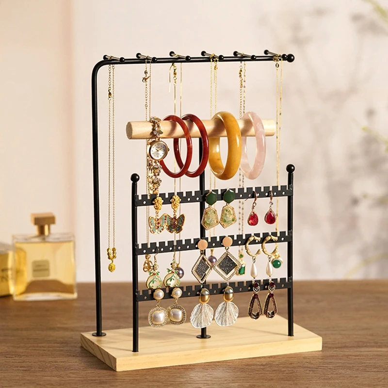 5-Layer Iron Necklace Earrings Storage Rack Removable Wooden Base Jewelry Display Stand Necklaces Rings Jewelry Stand Durable
5-Layer Iron Necklace Earrings Storage Rack Removable Wooden Base Jewelry Display Stand Necklaces Rings Jewelry Stand Durable