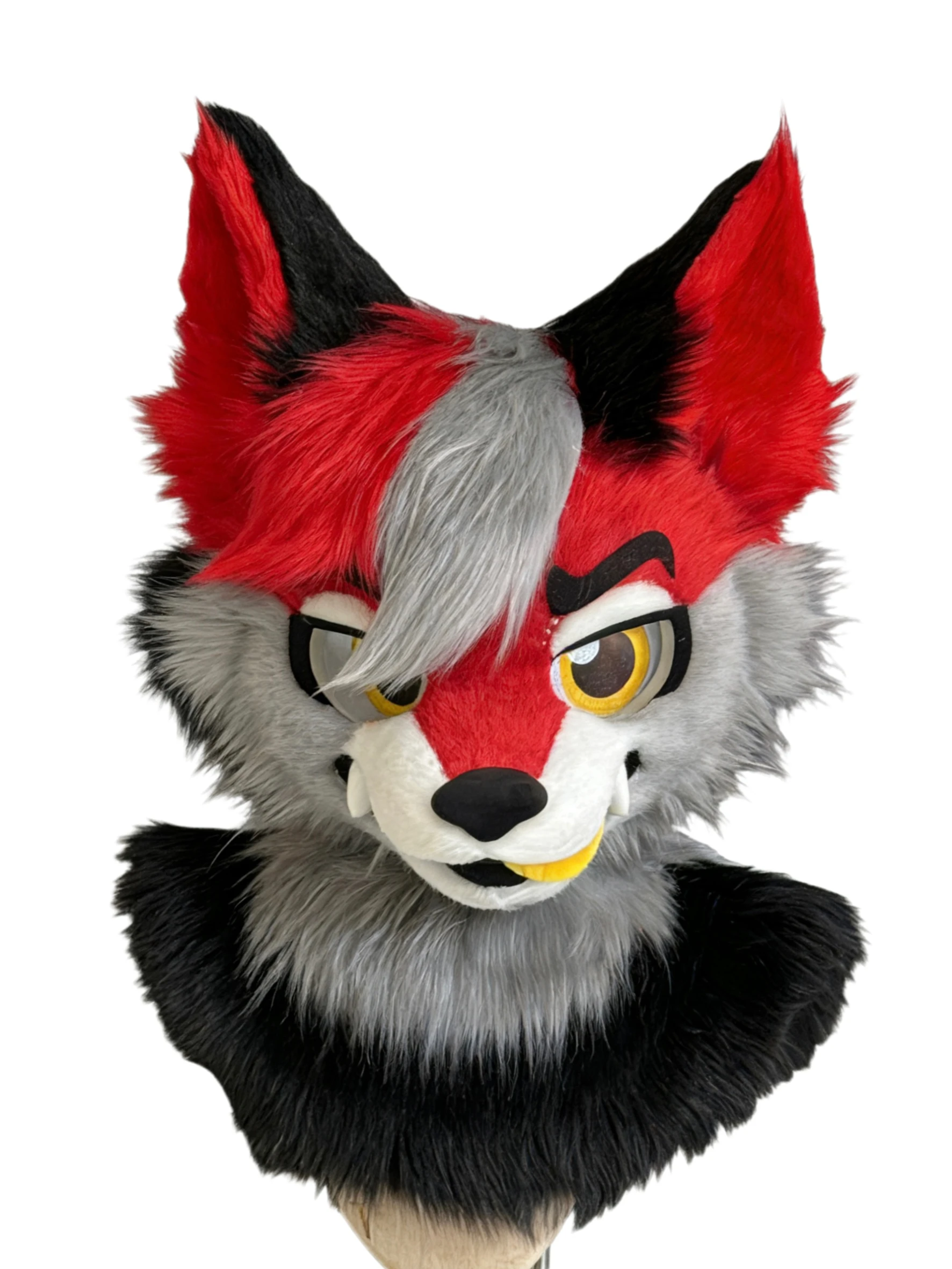 Long fur coat with Christmas fox wolf character costume for role-playing. Husky wearing cat mascot costume. Role-playing disguis
Long fur coat with Christmas fox wolf character costume for role-playing. Husky wearing cat mascot costume. Role-playing disguis