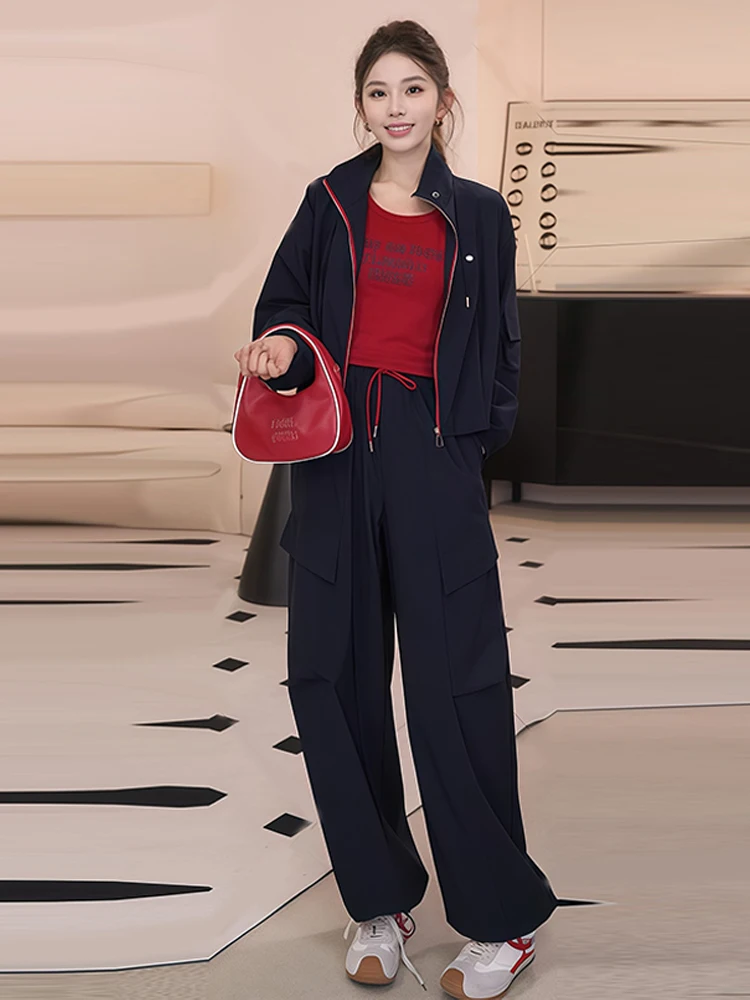 Корейский Sle Faionable универсальный женский комплект футболок, ранняя осень, новый цветной топ с воротником, широкие брюки
Корейский Sle Faionable универсальный женский комплект футболок, ранняя осень, новый цветной топ с воротником, широкие брюки