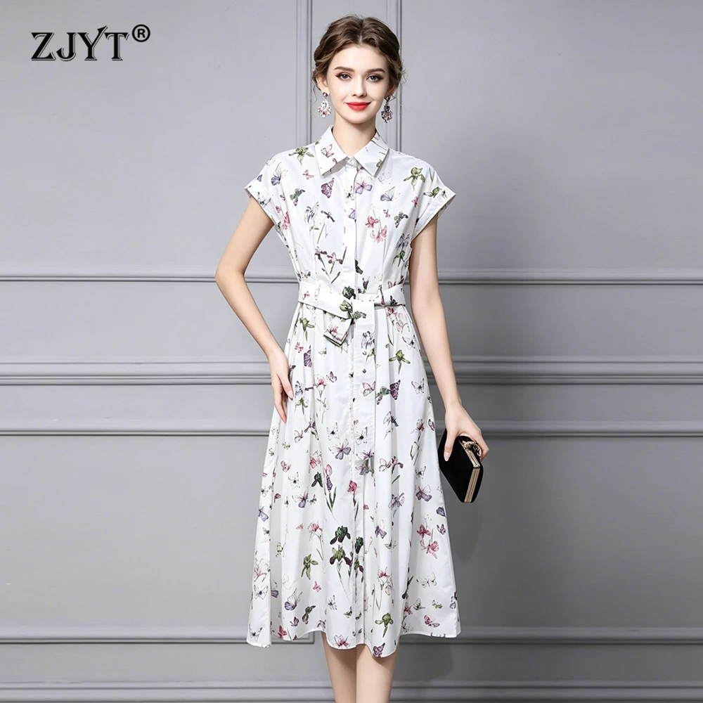ZJYT Summer New 2026 100% Cotton Print Dress for Women Fashion Short Sleeve White Casual Midi Shirt Dresses Holiday Vestidos
ZJYT Summer New 2026 100% Cotton Print Dress for Women Fashion Short Sleeve White Casual Midi Shirt Dresses Holiday Vestidos