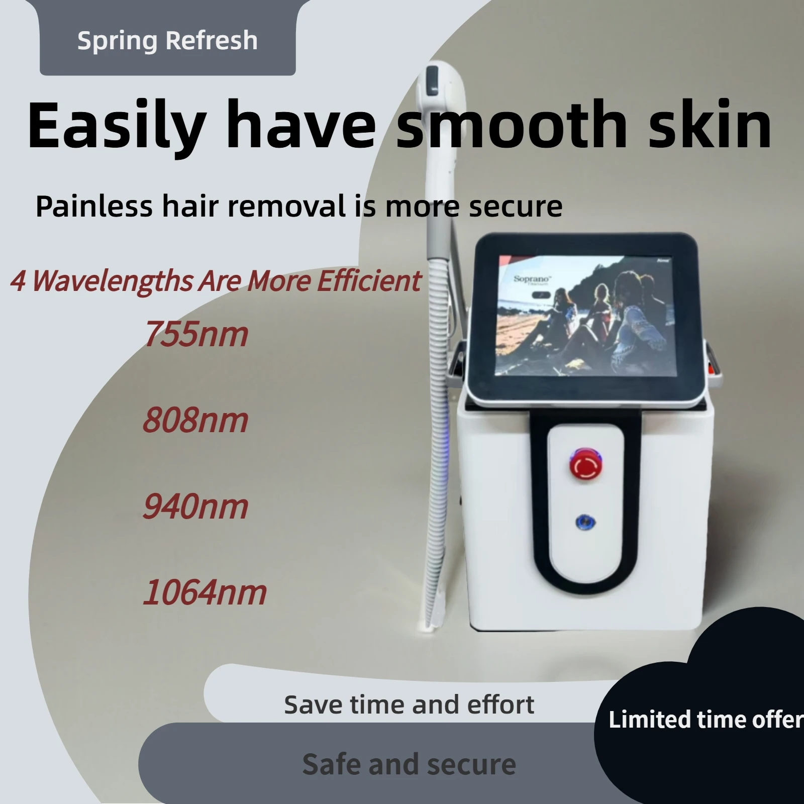 Новинка 2023 года, профессиональная точка замерзания с 4 длинами волн, частная поверхность тела, диодный лазер для удаления волос, постоянное безболезненное средство для удаления волос
Новинка 2023 года, профессиональная точка замерзания с 4 длинами волн, частная поверхность тела, диодный лазер для удаления волос, постоянное безболезненное средство для удаления волос