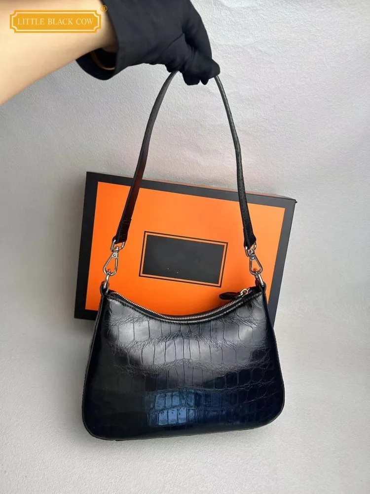 Fashion Womens Versatile Single Shoulder Bag Zipper Soft Black Crocodile Genuine Leather Casual Ladies Underarm Crossbody Bags
Fashion Womens Versatile Single Shoulder Bag Zipper Soft Black Crocodile Genuine Leather Casual Ladies Underarm Crossbody Bags