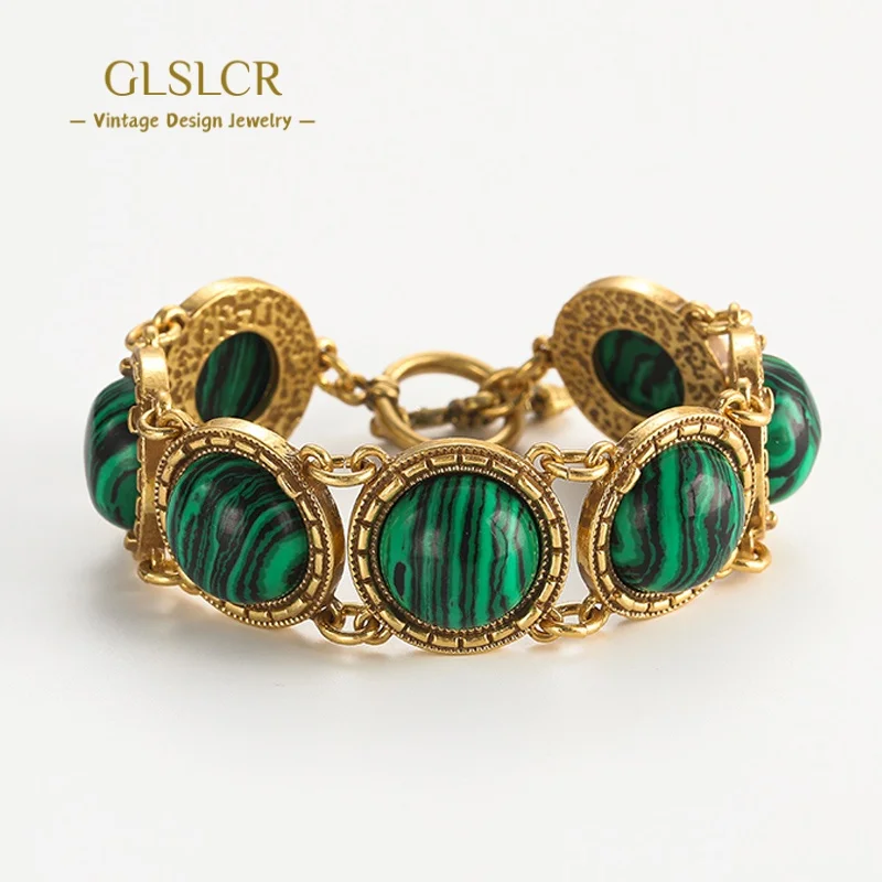 Vintage Malachite Natural Stone Bracelet For Women Accessories Black Red Agate Antique Gold Color Luxury Dubai Jewelry Charms
Vintage Malachite Natural Stone Bracelet For Women Accessories Black Red Agate Antique Gold Color Luxury Dubai Jewelry Charms