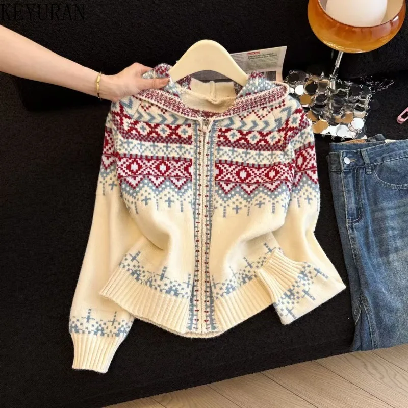 Vintage Zipper Color Block Knitted Open Cardigan Women Korean Style Fashion Casual V-Neck Long Sleeve Short Style Sweater Jacket
Vintage Zipper Color Block Knitted Open Cardigan Women Korean Style Fashion Casual V-Neck Long Sleeve Short Style Sweater Jacket