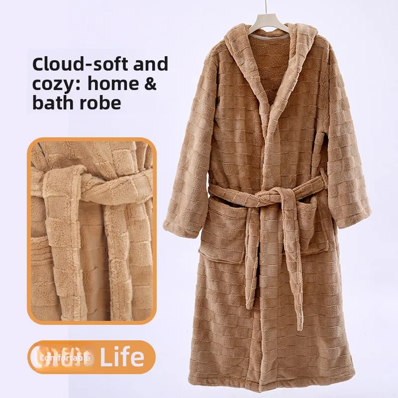 Thickened Coral Fleece Bathrobe Women's Home Clothes Long Style Wearable Autumn Winter Warm Robe Skirt for Home Use
Thickened Coral Fleece Bathrobe Women's Home Clothes Long Style Wearable Autumn Winter Warm Robe Skirt for Home Use
