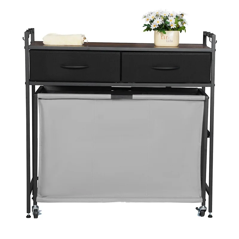3-Section Rolling Laundry Hamper with Drawers, Hooks, Wheels, Pull-Out Bags, Wooden Top for Dirty Clothes Storage – Bathroom Organizer
3-Section Rolling Laundry Hamper with Drawers, Hooks, Wheels, Pull-Out Bags, Wooden Top for Dirty Clothes Storage – Bathroom Organizer