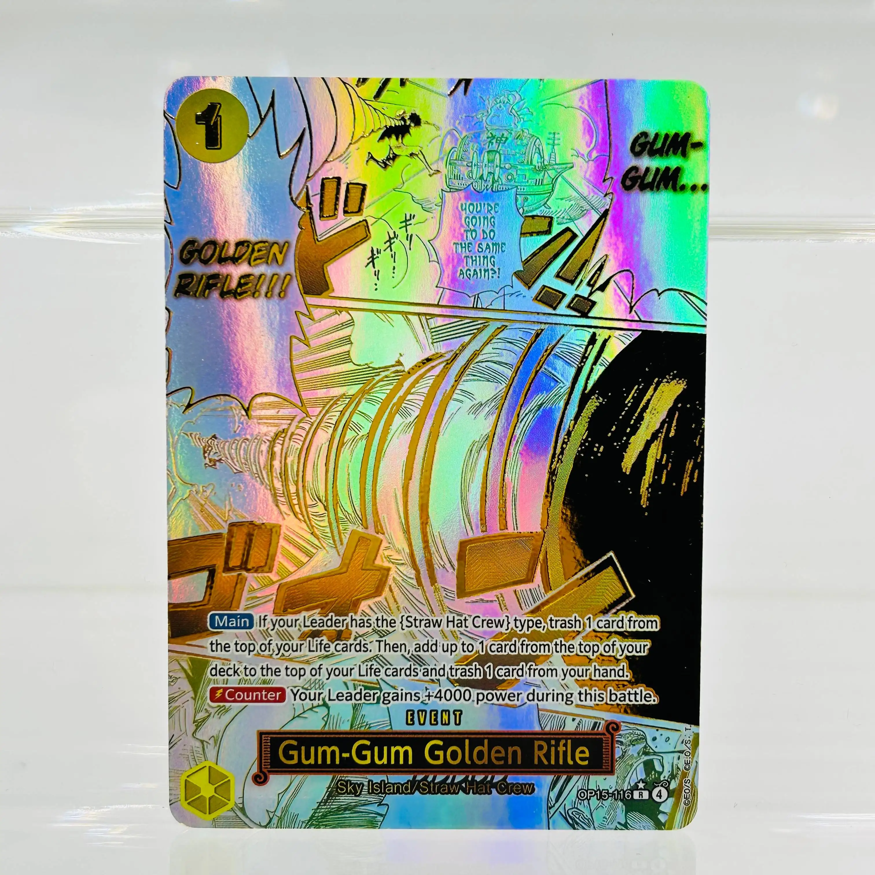2025 Japanese One Piece DIY Textured Gum-Gum Golden Rifle Card, Mint, Rare Collectible Trading Card for Hobby Collectors
2025 Japanese One Piece DIY Textured Gum-Gum Golden Rifle Card, Mint, Rare Collectible Trading Card for Hobby Collectors
