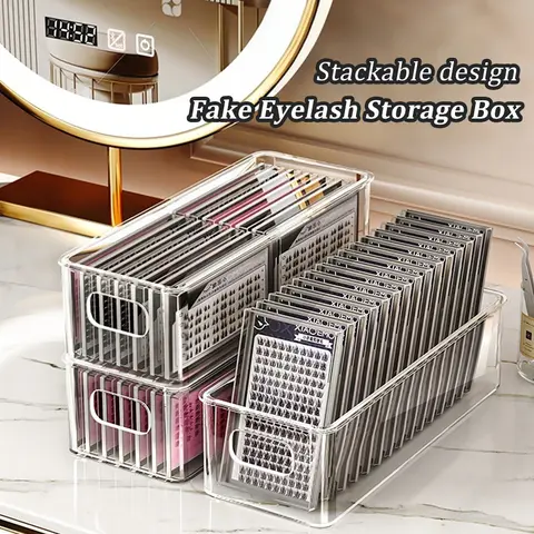 1pcs Tweezer Holder Makeup Organizer Transparent Rectangle Vertical Eyelash Extension Tool Storage Box Glue Manicure Salon Tools
