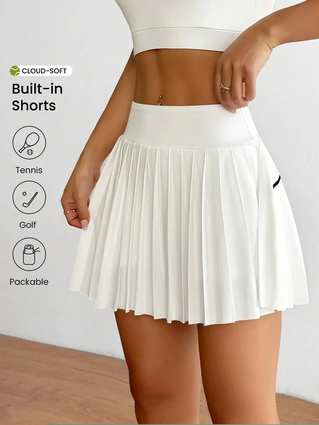 CourtClass Women's Casual Solid Color Elastic Waist Pleated Sports Skort, Summer
CourtClass Women's Casual Solid Color Elastic Waist Pleated Sports Skort, Summer