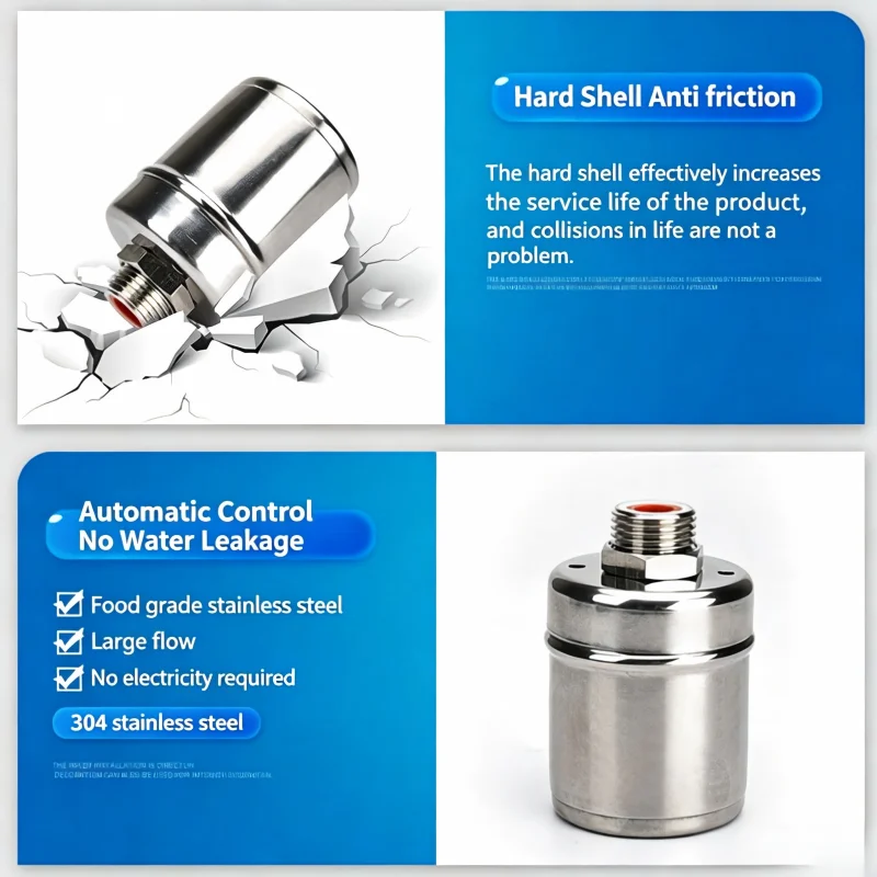 304 Stainless Steel Fully Automatic Mini Float Valve Water Level Control Shut off Valve for Water Tank 1/2' 3/4' Size
304 Stainless Steel Fully Automatic Mini Float Valve Water Level Control Shut off Valve for Water Tank 1/2' 3/4' Size