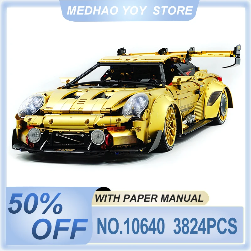 Limited Gold GT3 Supercar 1:8 Car Model Building Bricks MOC 10640 Racing Vehicle Blocks High Tech Toys Chrismas Gifts Kid Aldult
Limited Gold GT3 Supercar 1:8 Car Model Building Bricks MOC 10640 Racing Vehicle Blocks High Tech Toys Chrismas Gifts Kid Aldult
