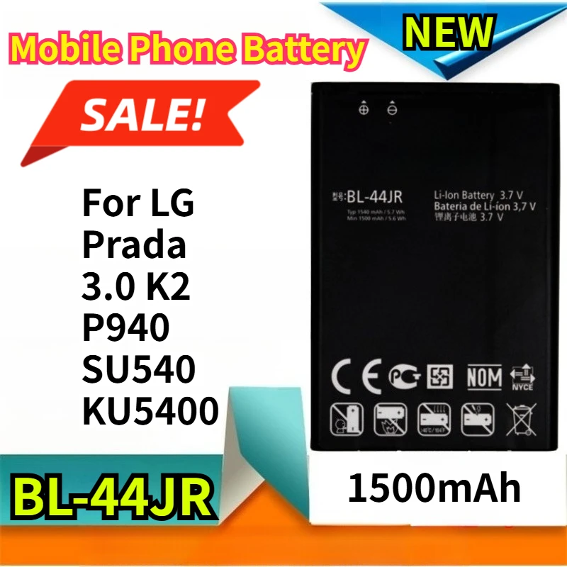 1500mAh BL-44JR Mobile Phone Battery for LG Prada 3.0 K2 P940 SU540 KU5400
1500mAh BL-44JR Mobile Phone Battery for LG Prada 3.0 K2 P940 SU540 KU5400