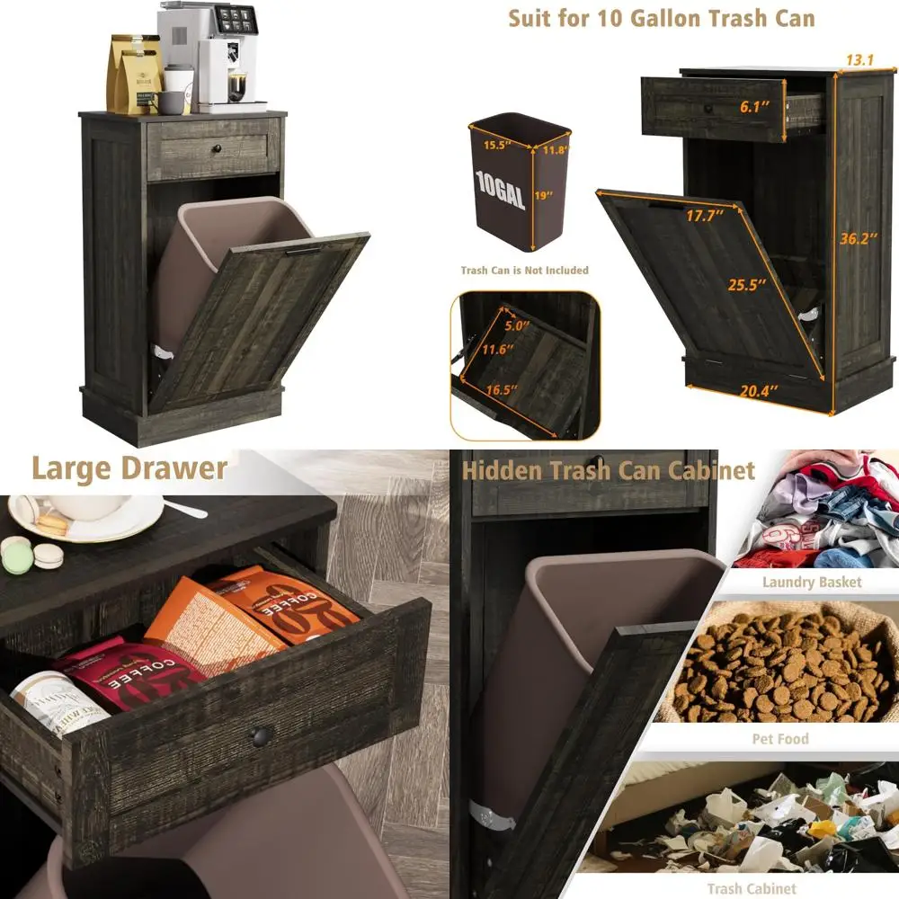 10 gallon tilt-out trash bin cabinet, laundry storage, wooden recyclable cabinet with hidden drawer (rustic)
10 gallon tilt-out trash bin cabinet, laundry storage, wooden recyclable cabinet with hidden drawer (rustic)