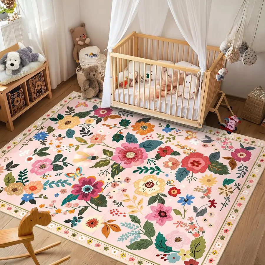 Floral 5x7 Area Rug Machine Washable Soft Print Boho Carpet Non Slip Doormat Low Pile Flower Area Rugs for Living Room Bedroom N
Floral 5x7 Area Rug Machine Washable Soft Print Boho Carpet Non Slip Doormat Low Pile Flower Area Rugs for Living Room Bedroom N
