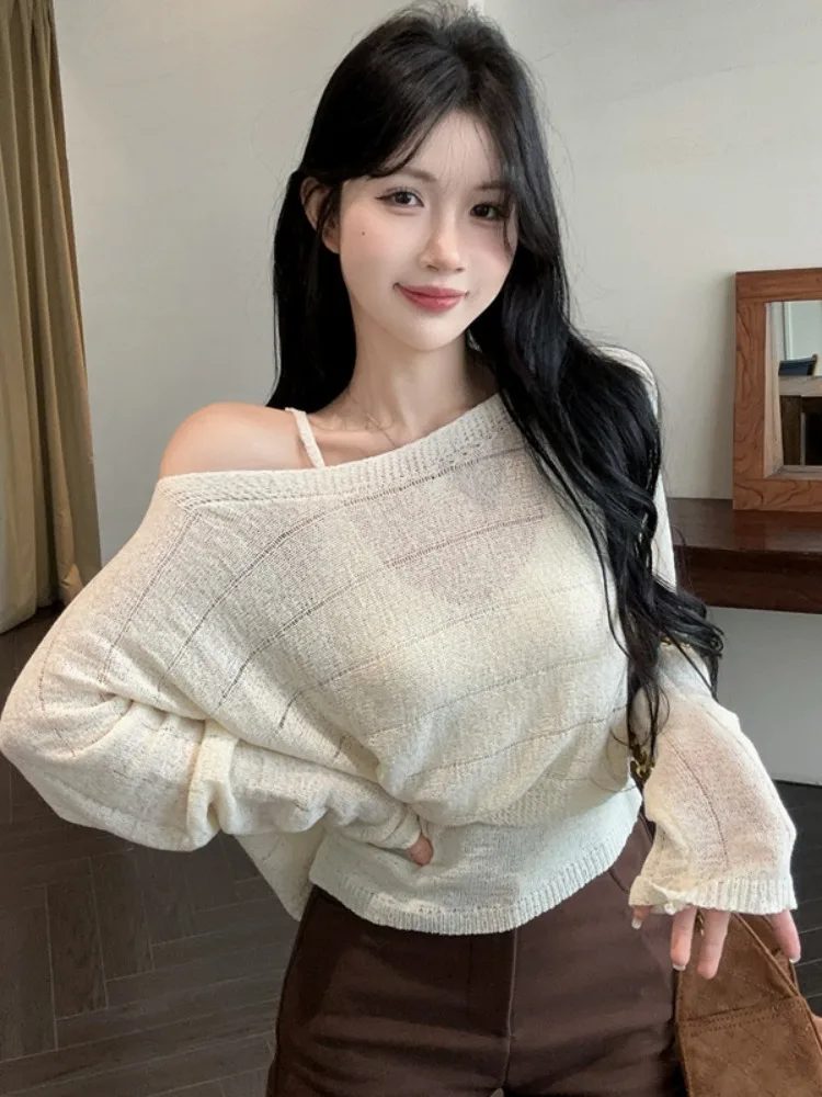 Spicy Girl Long Sleeve Knitted Top Shoulder Bared Thin Women's Style Summer Heat Protection Cover up Autumn Two-Piece Set
Spicy Girl Long Sleeve Knitted Top Shoulder Bared Thin Women's Style Summer Heat Protection Cover up Autumn Two-Piece Set