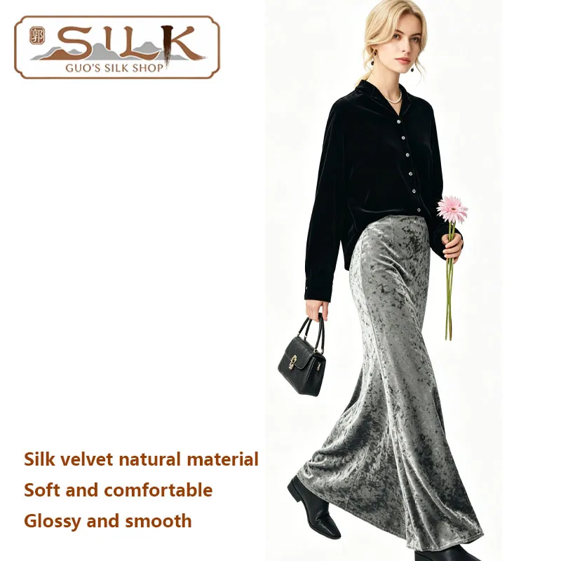High-end 100% Natural Silk Velvet Women's Shirt V-Neck Long-Sleeve Top Elegant and Fashionable Business Casual Luxury Clothing
High-end 100% Natural Silk Velvet Women's Shirt V-Neck Long-Sleeve Top Elegant and Fashionable Business Casual Luxury Clothing