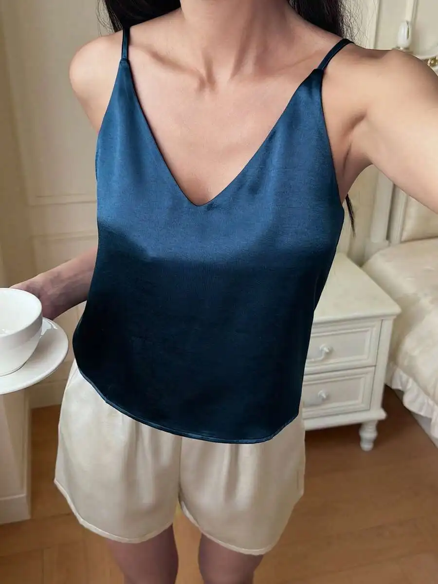 Satin Camisole And Shorts Sleepwear Set For Women Summer
Satin Camisole And Shorts Sleepwear Set For Women Summer