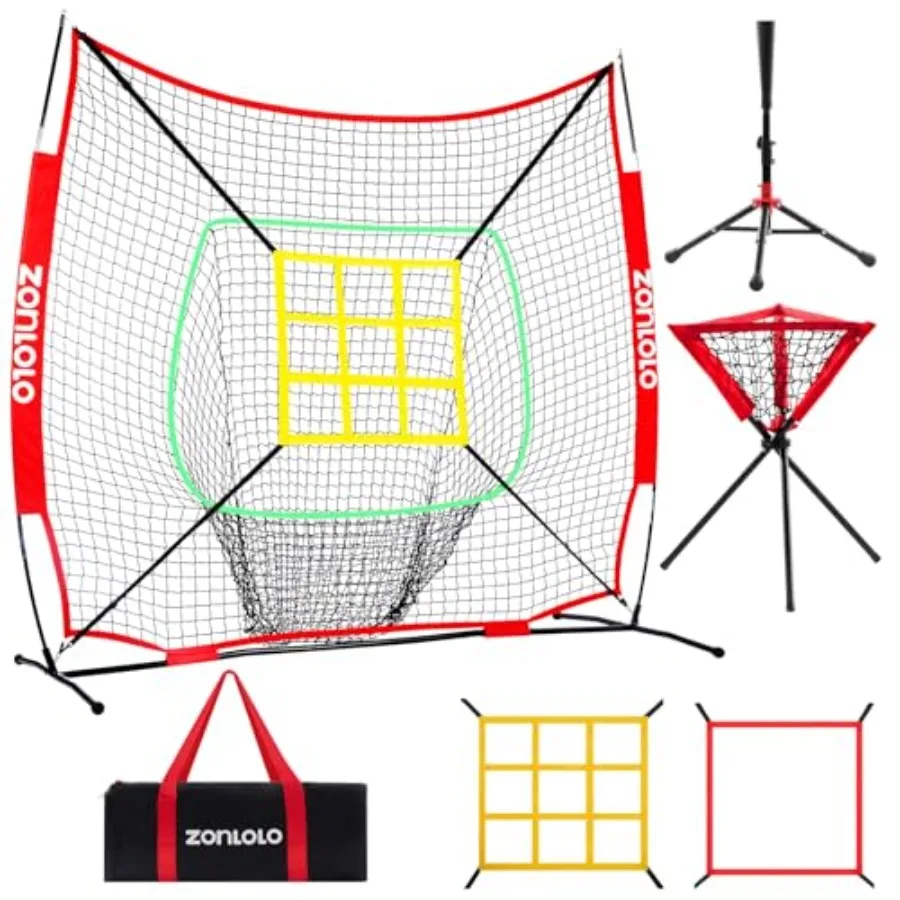 6x6ft Portable Baseball and Softball Net for Hitting Pitching and Throwing, with Sturdy Bow Frame, Battting Tee, Ball Caddy and
6x6ft Portable Baseball and Softball Net for Hitting Pitching and Throwing, with Sturdy Bow Frame, Battting Tee, Ball Caddy and